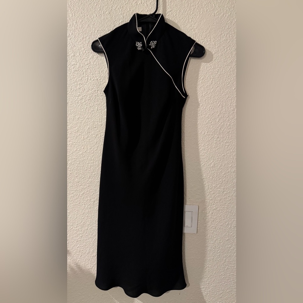 Evan Picone Black Midi Dress with Silver Accents